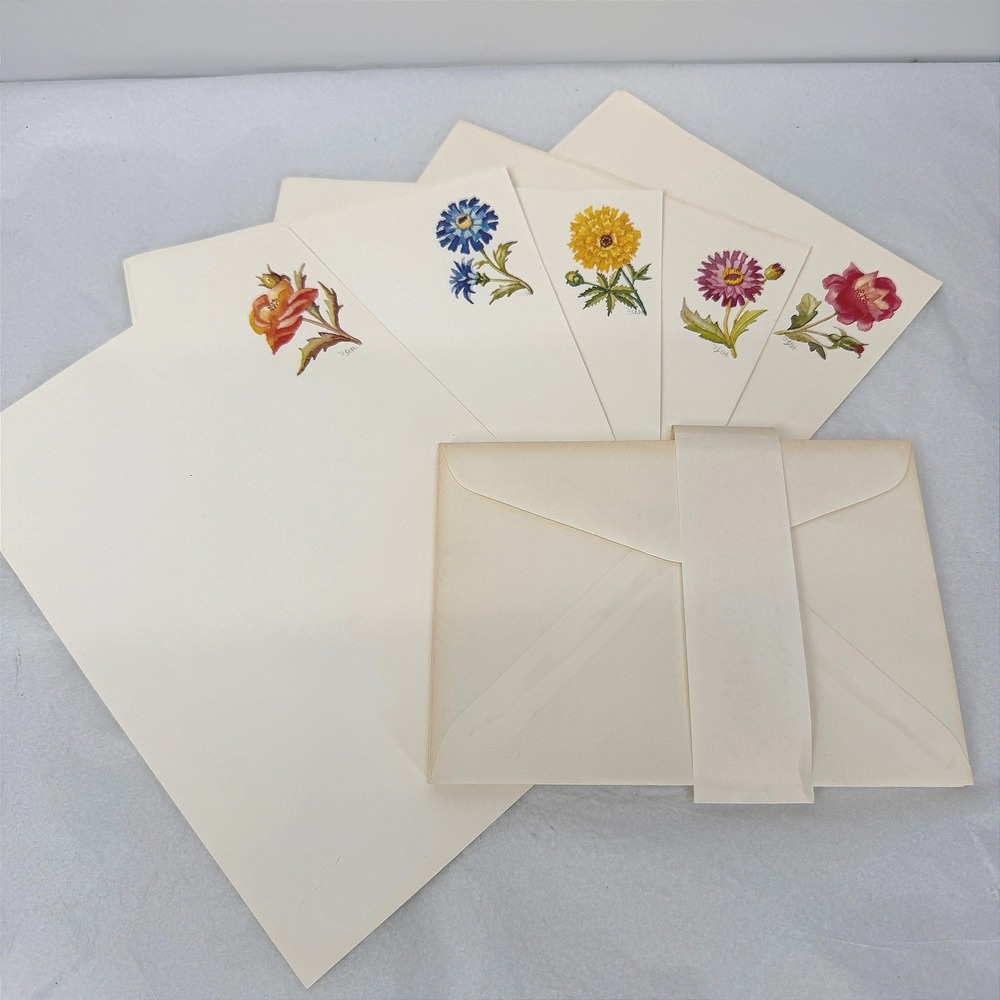 Stationery Set Floral Vintage Note Paper w/ Envelopes Victorian Snail Mail Retro